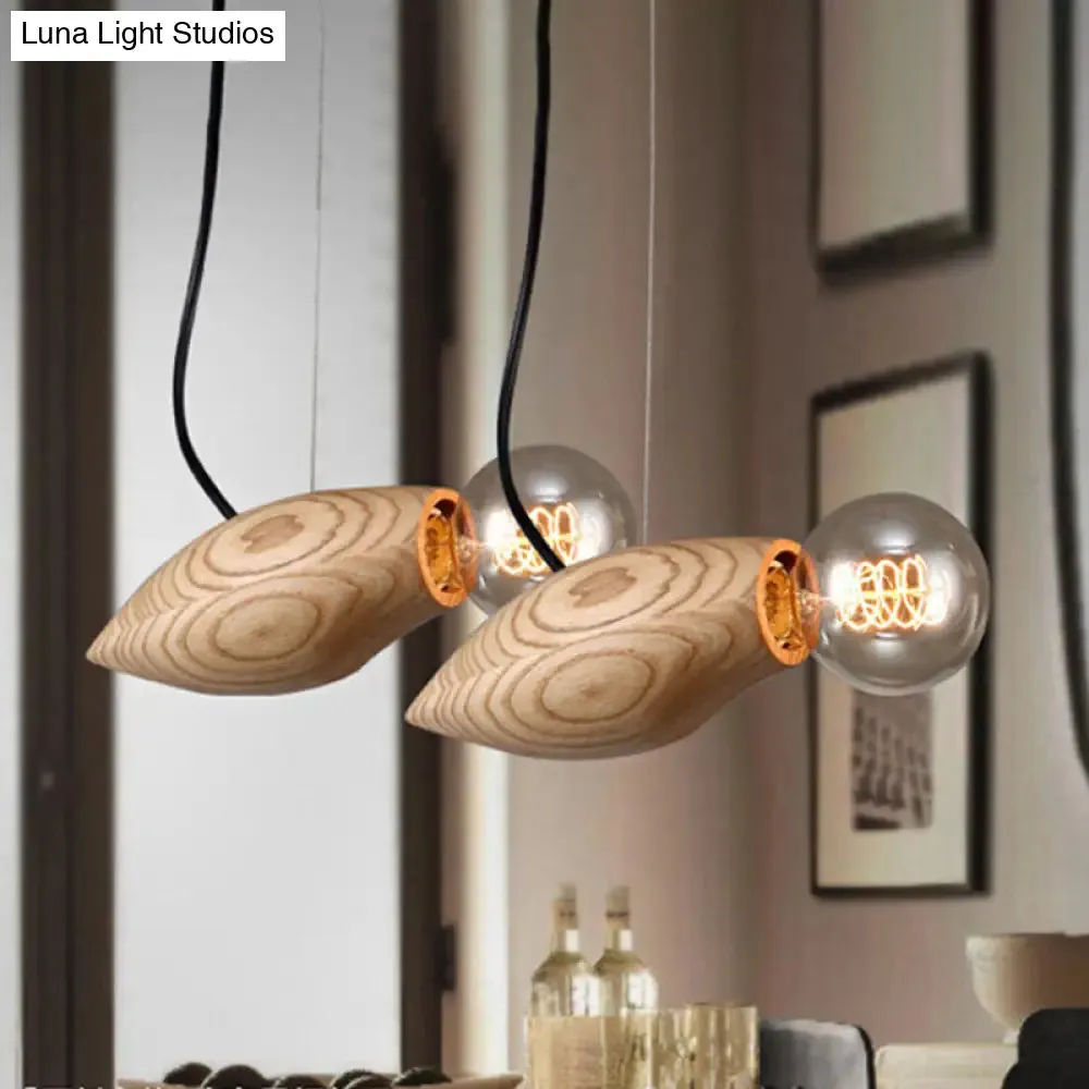 Birdie Pendant Light Kit - Nordic Wood Fixture with Open Bulb Design