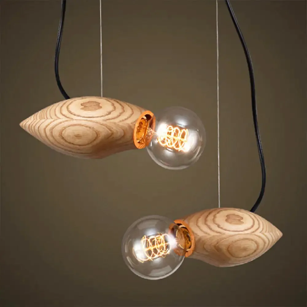 Birdie Pendant Light Kit - Nordic Wood Fixture with Open Bulb Design