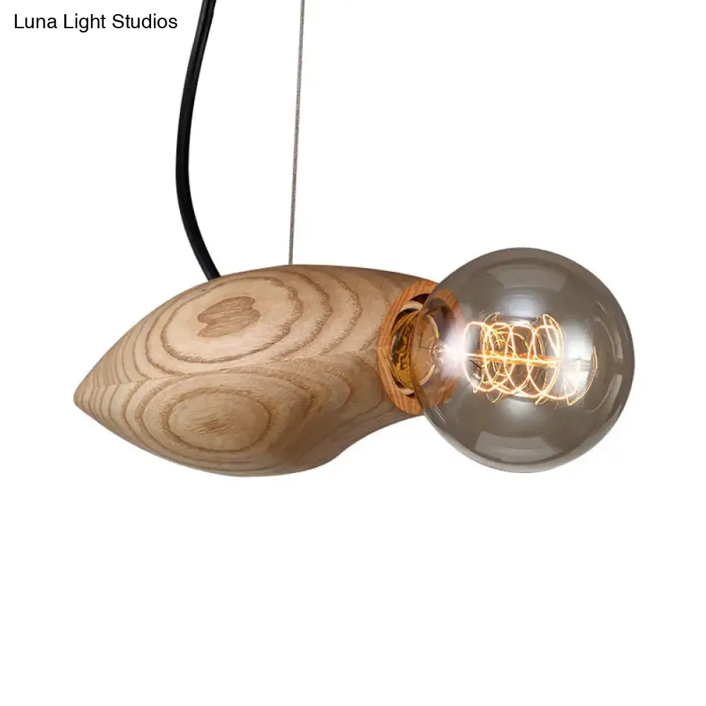 Birdie Pendant Light Kit - Nordic Wood Fixture with Open Bulb Design