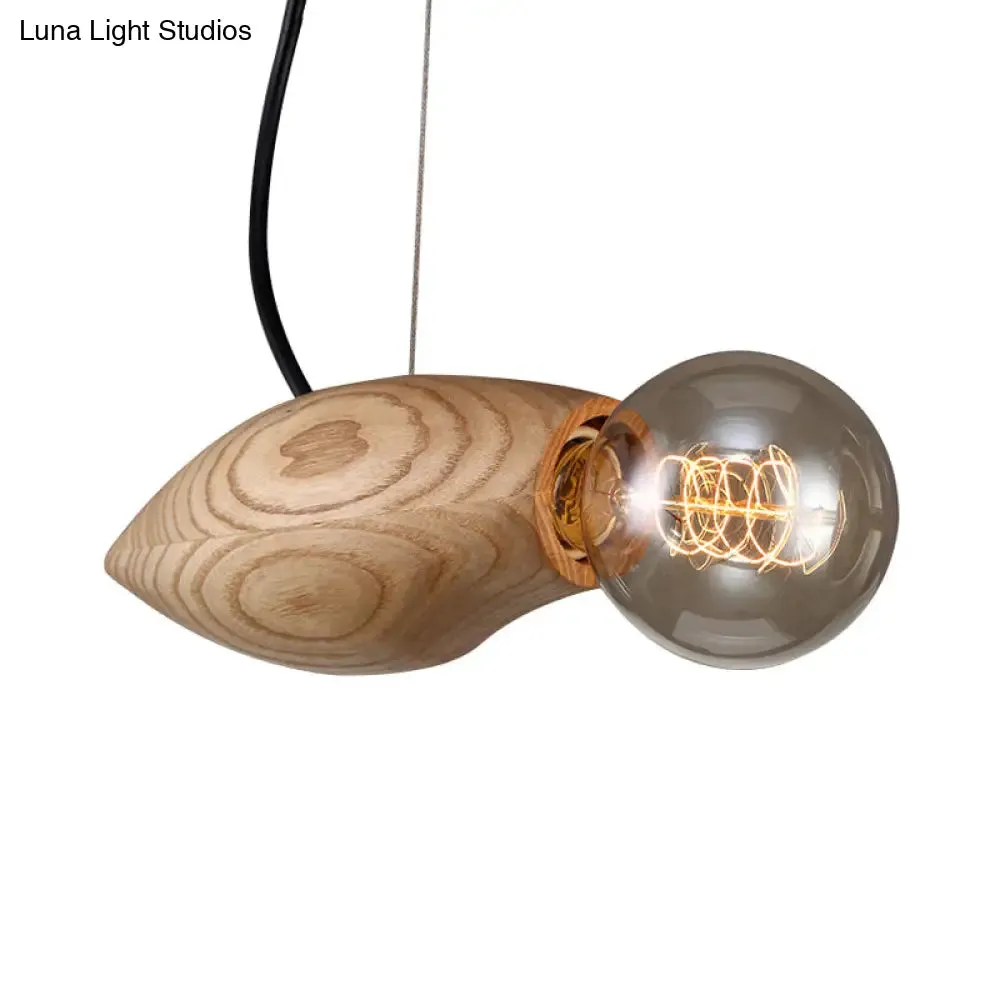 Birdie Pendant Light Kit - Nordic Wood Fixture with Open Bulb Design