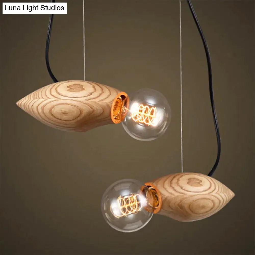 Birdie Pendant Light Kit - Nordic Wood Fixture with Open Bulb Design