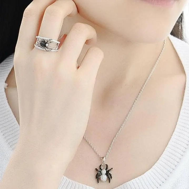 Black Spider Jewelry Set