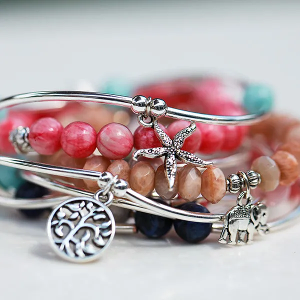 Block Island | Bangle Charm Bracelet | Amazonite - Courage