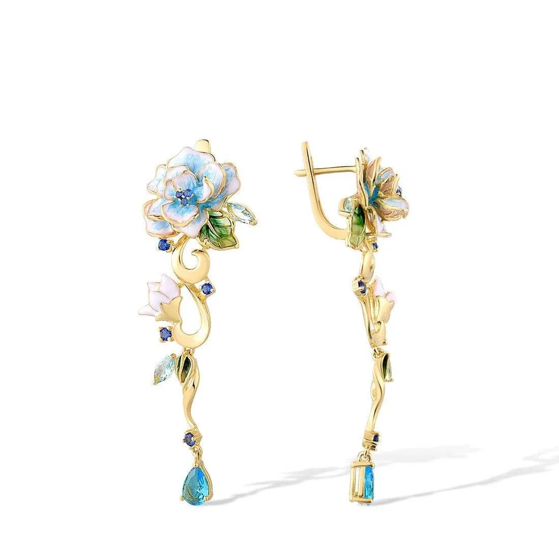 Blooming Enamel Flower Drop Earrings