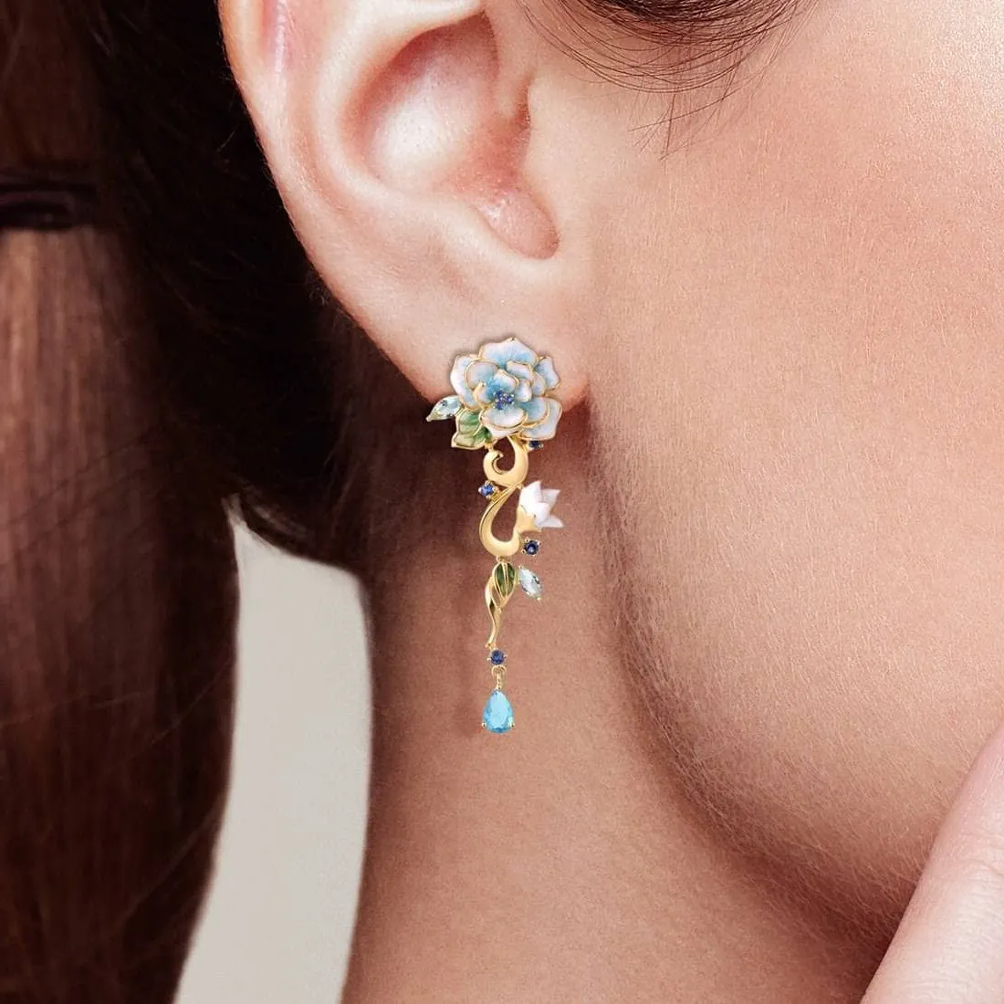 Blooming Enamel Flower Drop Earrings