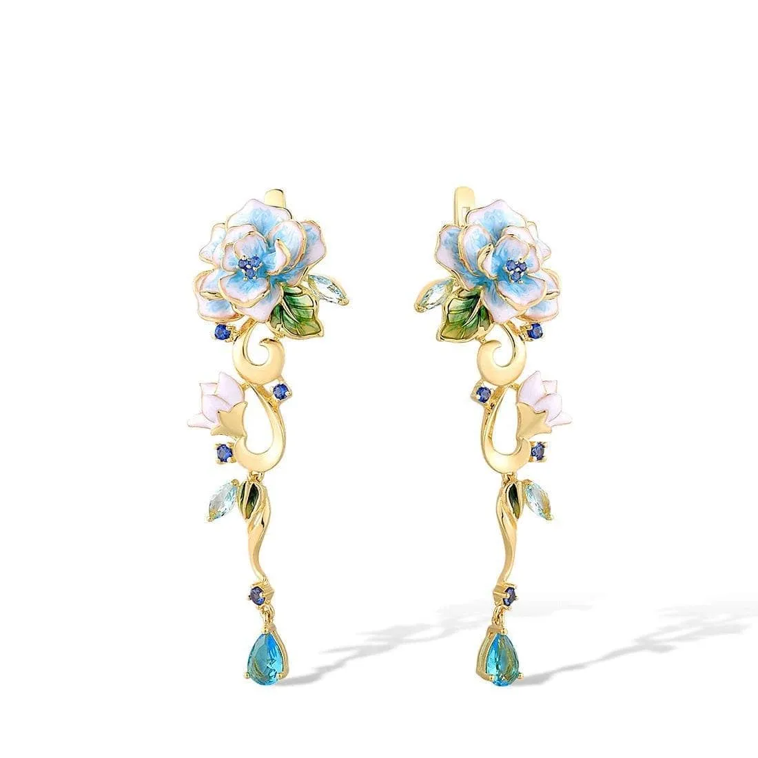 Blooming Enamel Flower Drop Earrings