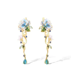 Blooming Enamel Flower Drop Earrings