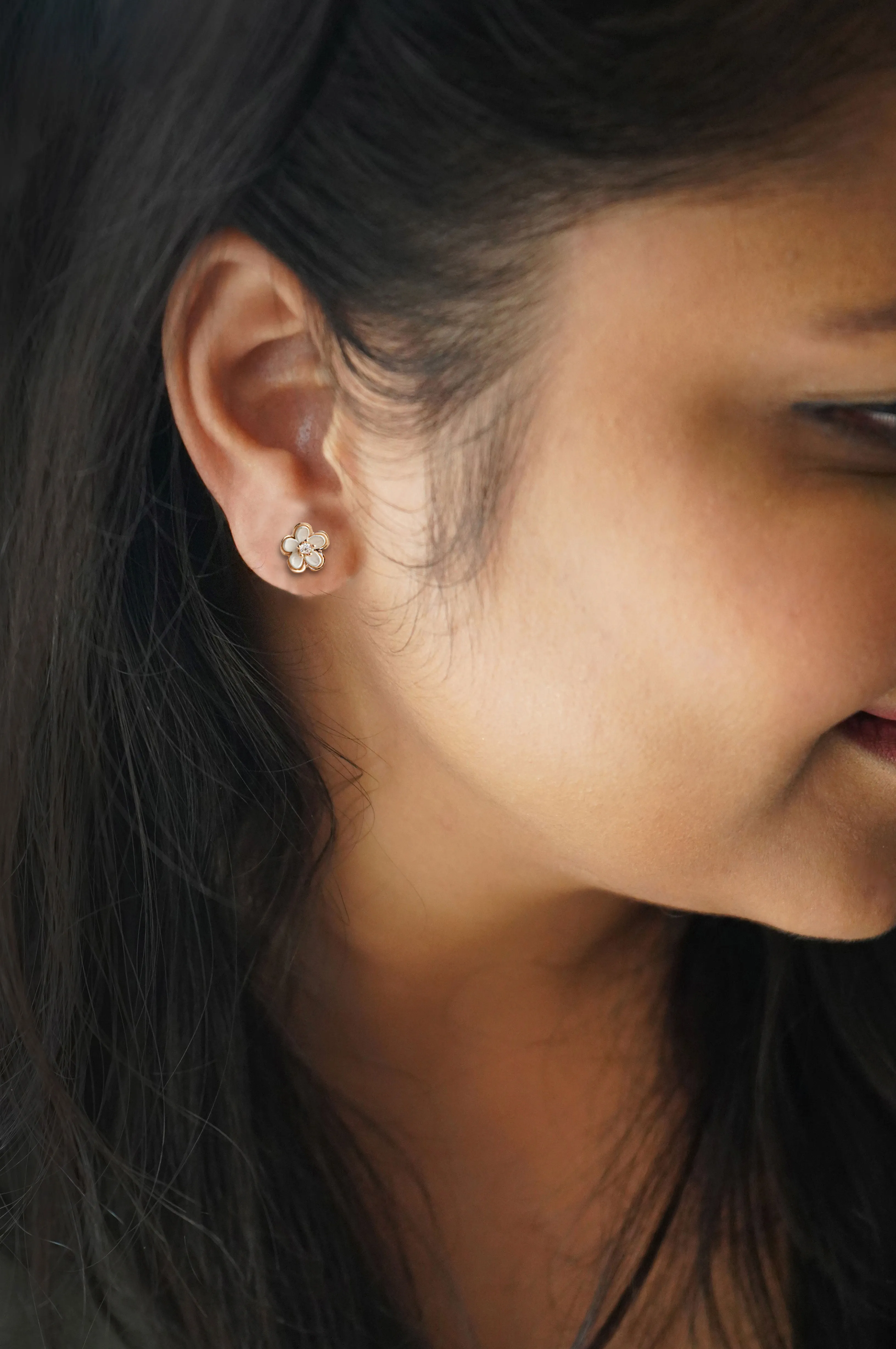 Blooming Flower Rose Gold Plated Sterling Silver Earrings