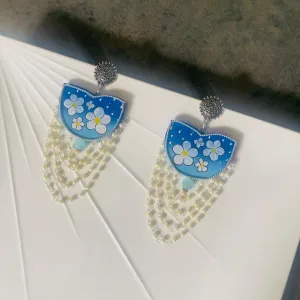 Blossom Handpainted Blue (Earrings)