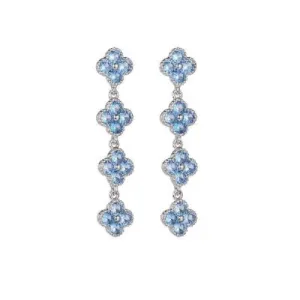 Blue lucky clover Longline Drop Earrings