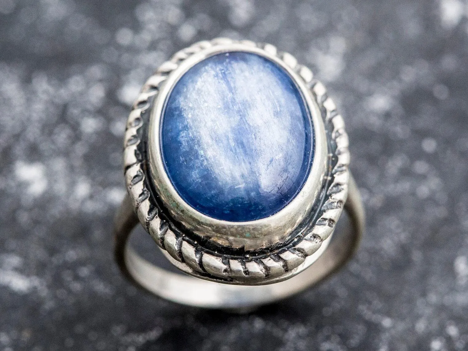 Blue Statement Ring - Natural Kyanite Ring - Vintage