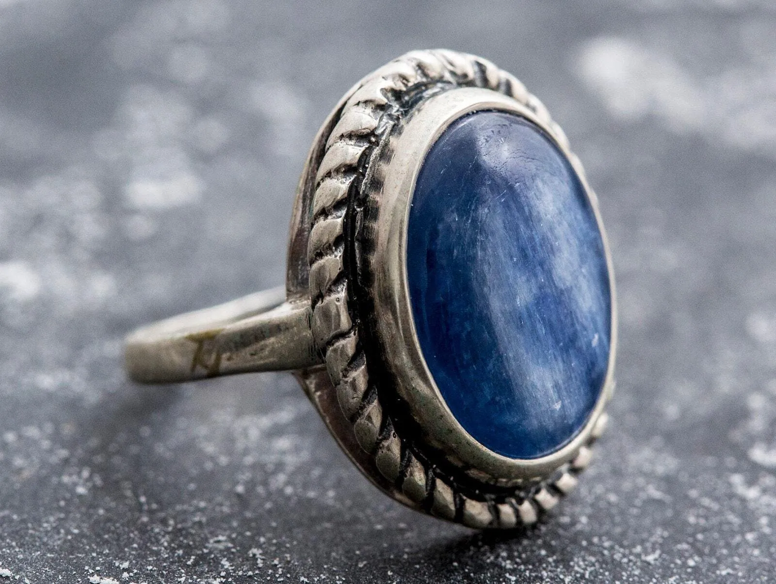 Blue Statement Ring - Natural Kyanite Ring - Vintage