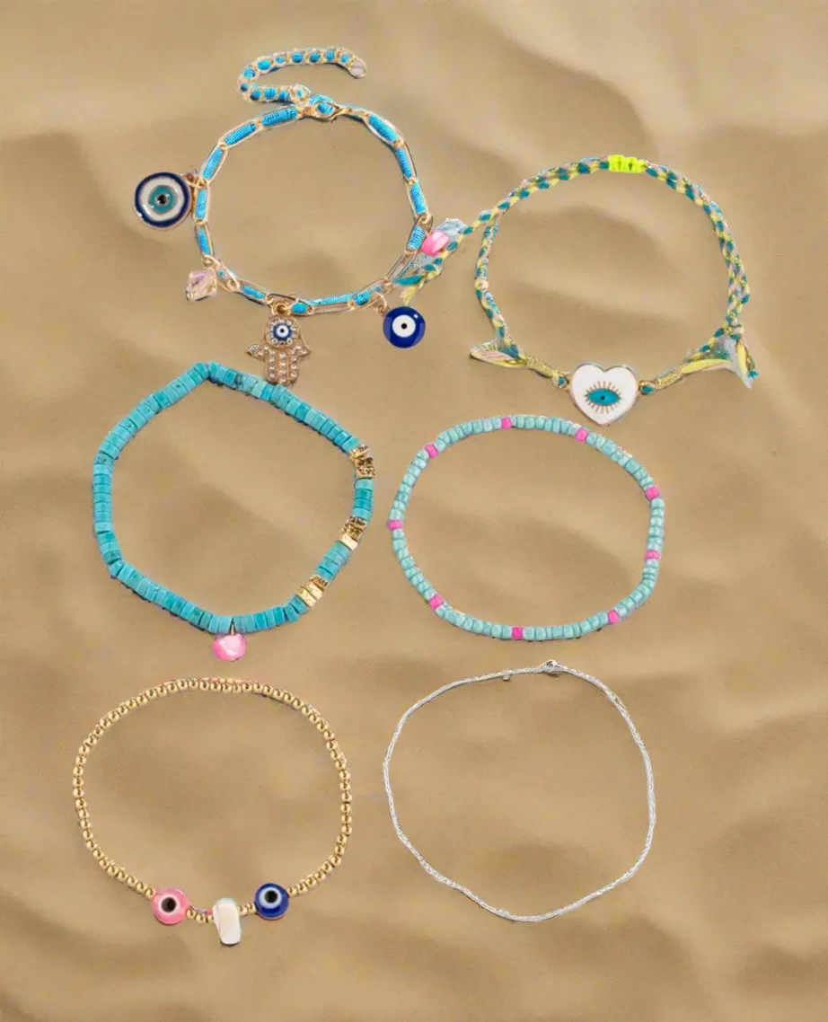 Bohemian 6 Piece Anklet Set