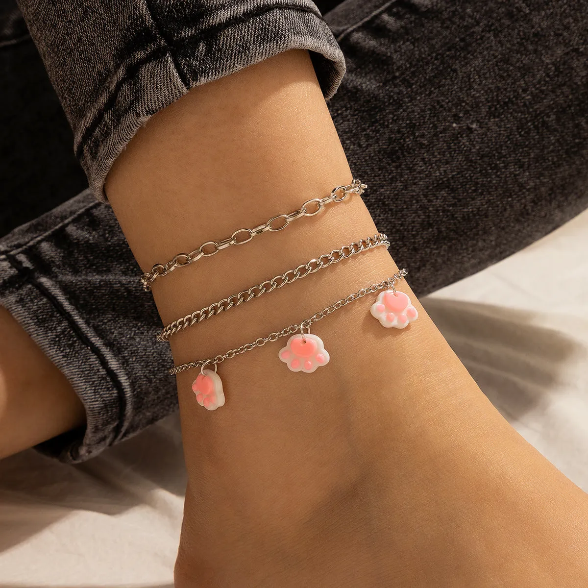 Bohemian Cute Girly Heart Anklet