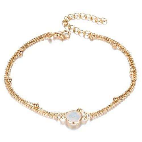 Bohemian Double Layers Anklet Fashion Opal Crystal Anklets For Women