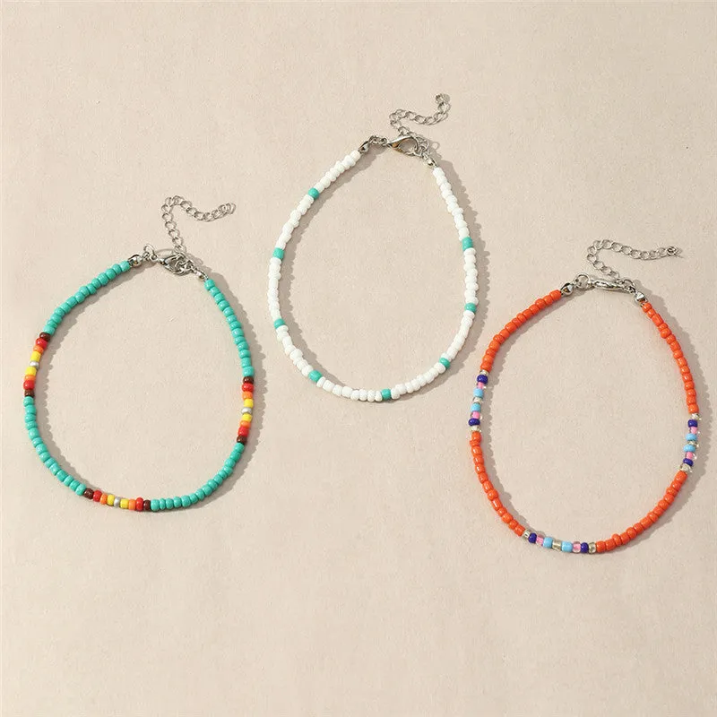 Bohemian Ethnic Style Colored Rice Bead Anklet