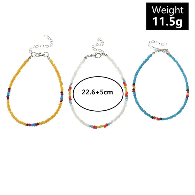 Bohemian Ethnic Style Colored Rice Bead Anklet