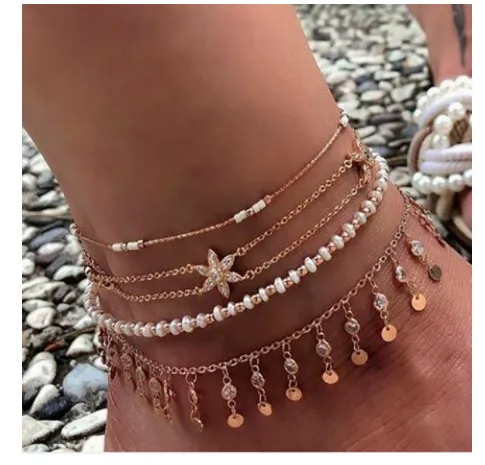 Bohemian fashion personality multilayer anklet