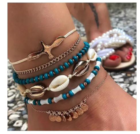 Bohemian fashion personality multilayer anklet