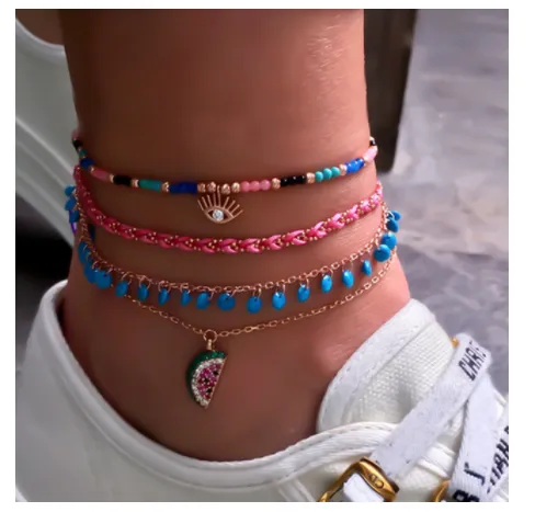 Bohemian fashion personality multilayer anklet