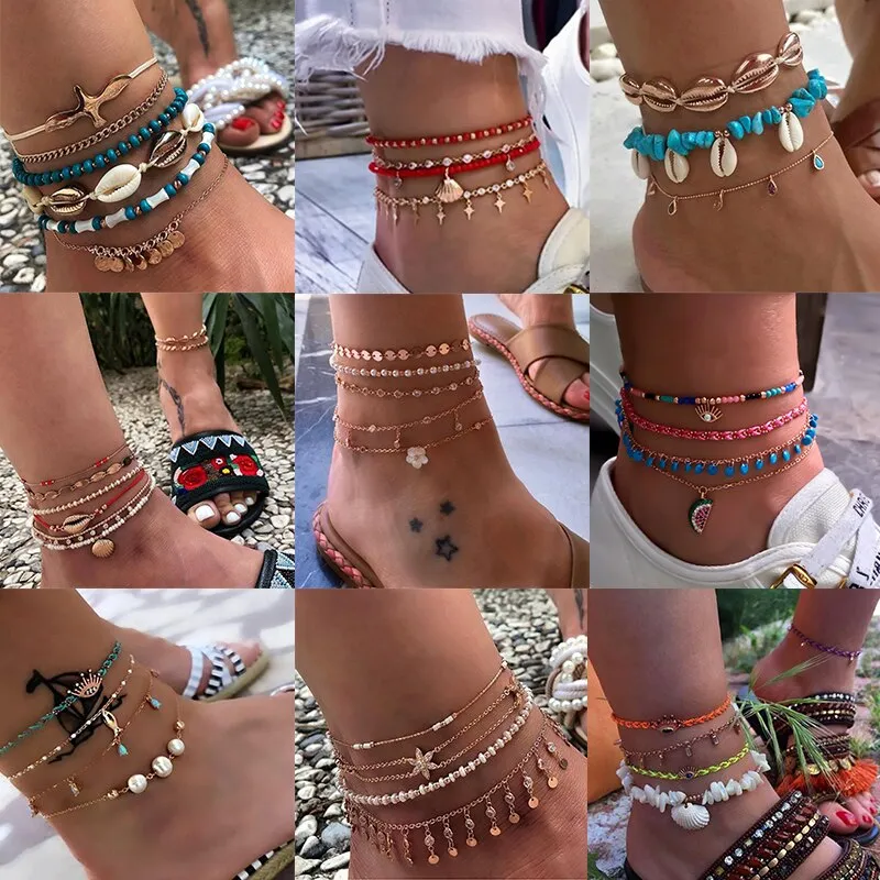 Bohemian fashion personality multilayer anklet