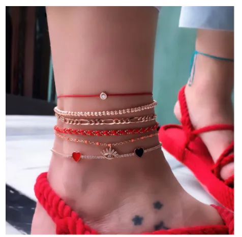 Bohemian fashion personality multilayer anklet