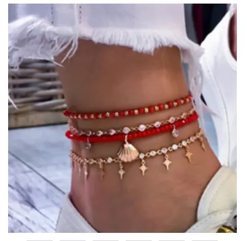 Bohemian fashion personality multilayer anklet