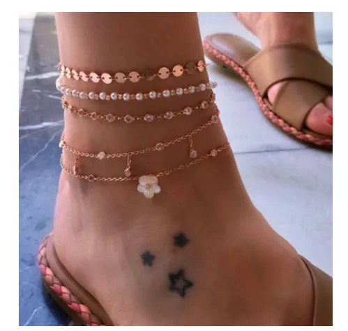 Bohemian fashion personality multilayer anklet