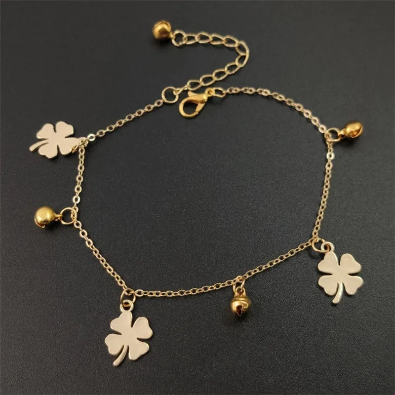 Bohemian Flowers And Bell Anklets for Women Charm Leg Bracelet Fashion