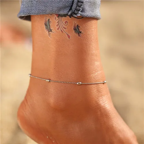 Bohemian Gold Butterfly Anklets For Women Fashion Siilver Color Beads