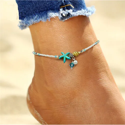 Bohemian Gold Butterfly Anklets For Women Fashion Siilver Color Beads