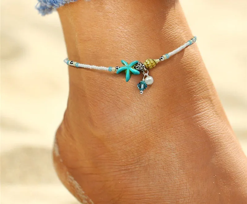 Bohemian Gold Butterfly Anklets For Women Fashion Siilver Color Beads