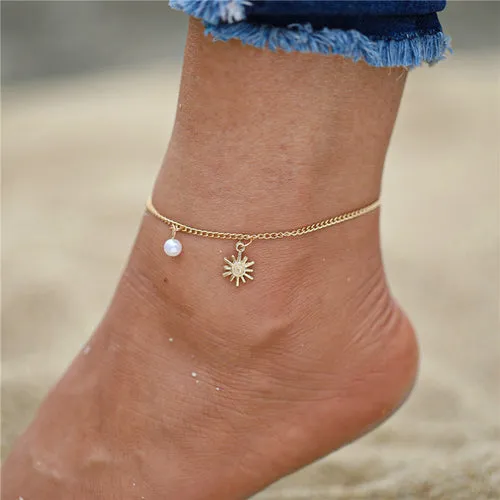 Bohemian Gold Butterfly Anklets For Women Fashion Siilver Color Beads