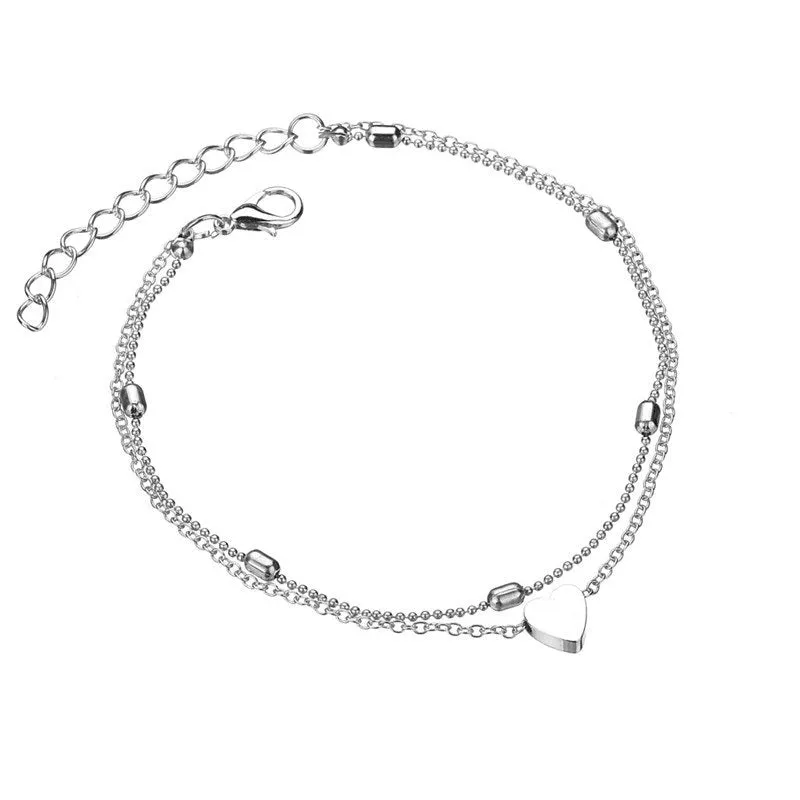 Bohemian Heart Shape Layered Anklet Bracelet