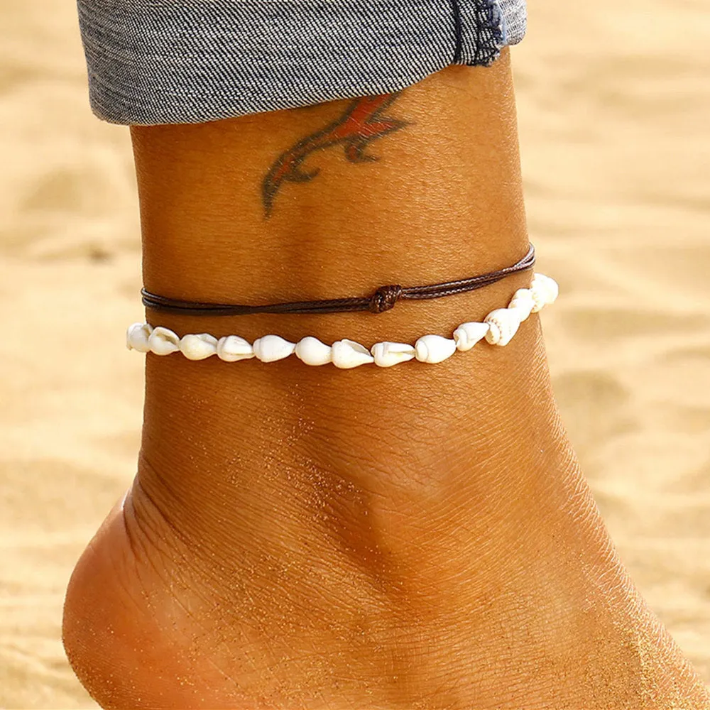 Bohemian shell anklet