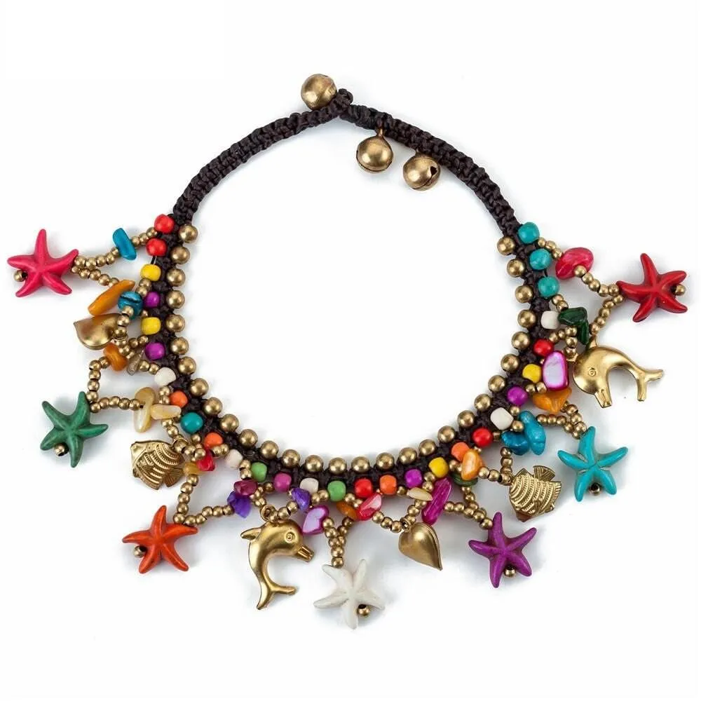 Bohemian Starfish Charms Beaded Bracelet Cum Anklet pair