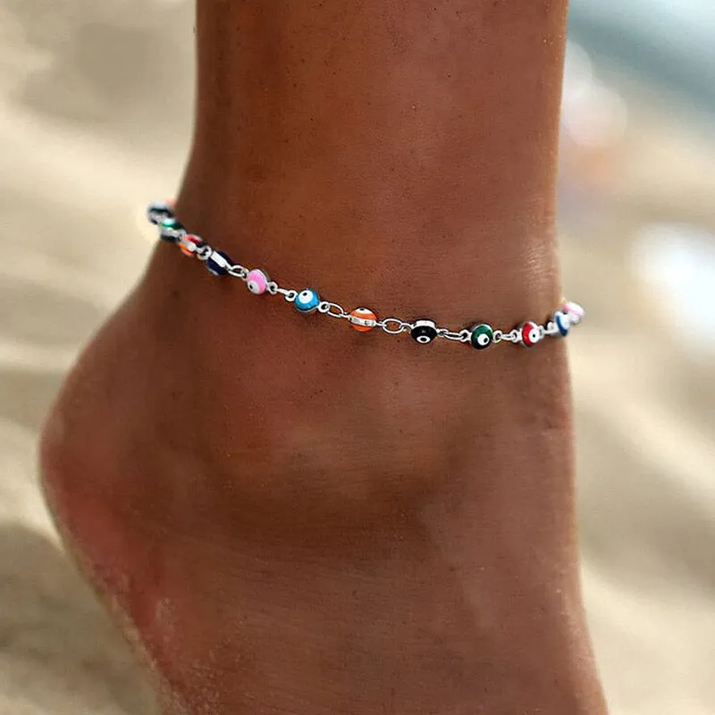 Bohemian Turkish Eyes Beads Anklets For Women Summer Ocean Beach