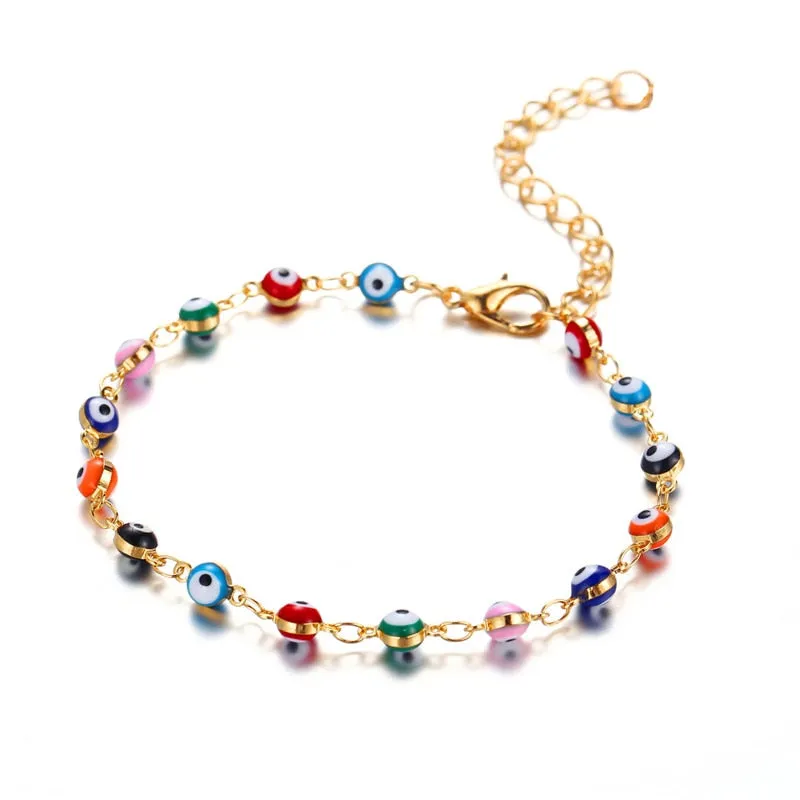 Bohemian Turkish Eyes Beads Anklets For Women Summer Ocean Beach