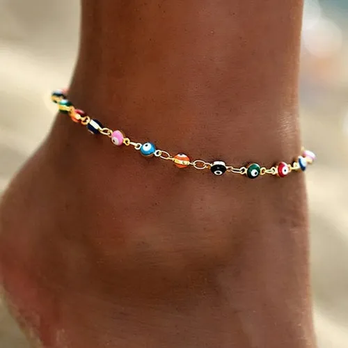 Bohemian Turkish Eyes Beads Anklets For Women Summer Ocean Beach