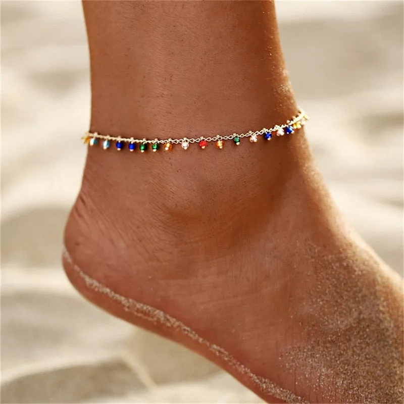 Bohemian Turkish Eyes Beads Anklets For Women Summer Ocean Beach