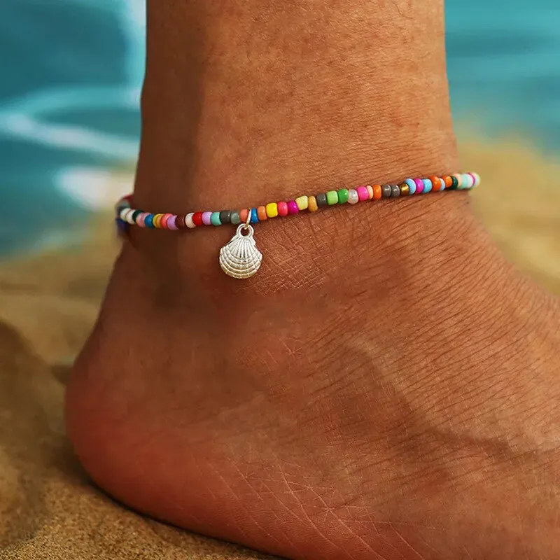 Bohemian Vintage Shell Beads Starfish Sea Turtle Anklets New Multi Layer Anklet Leg Bracelet Handmade Jewelry For Women