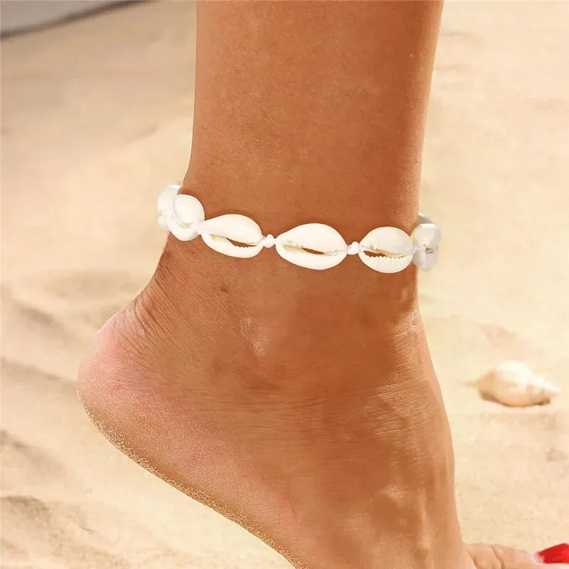 Bohemian Vintage Shell Beads Starfish Sea Turtle Anklets New Multi Layer Anklet Leg Bracelet Handmade Jewelry For Women