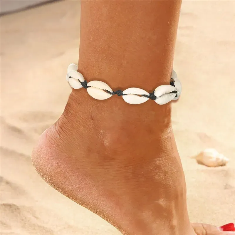 Bohemian Vintage Shell Beads Starfish Sea Turtle Anklets New Multi Layer Anklet Leg Bracelet Handmade Jewelry For Women