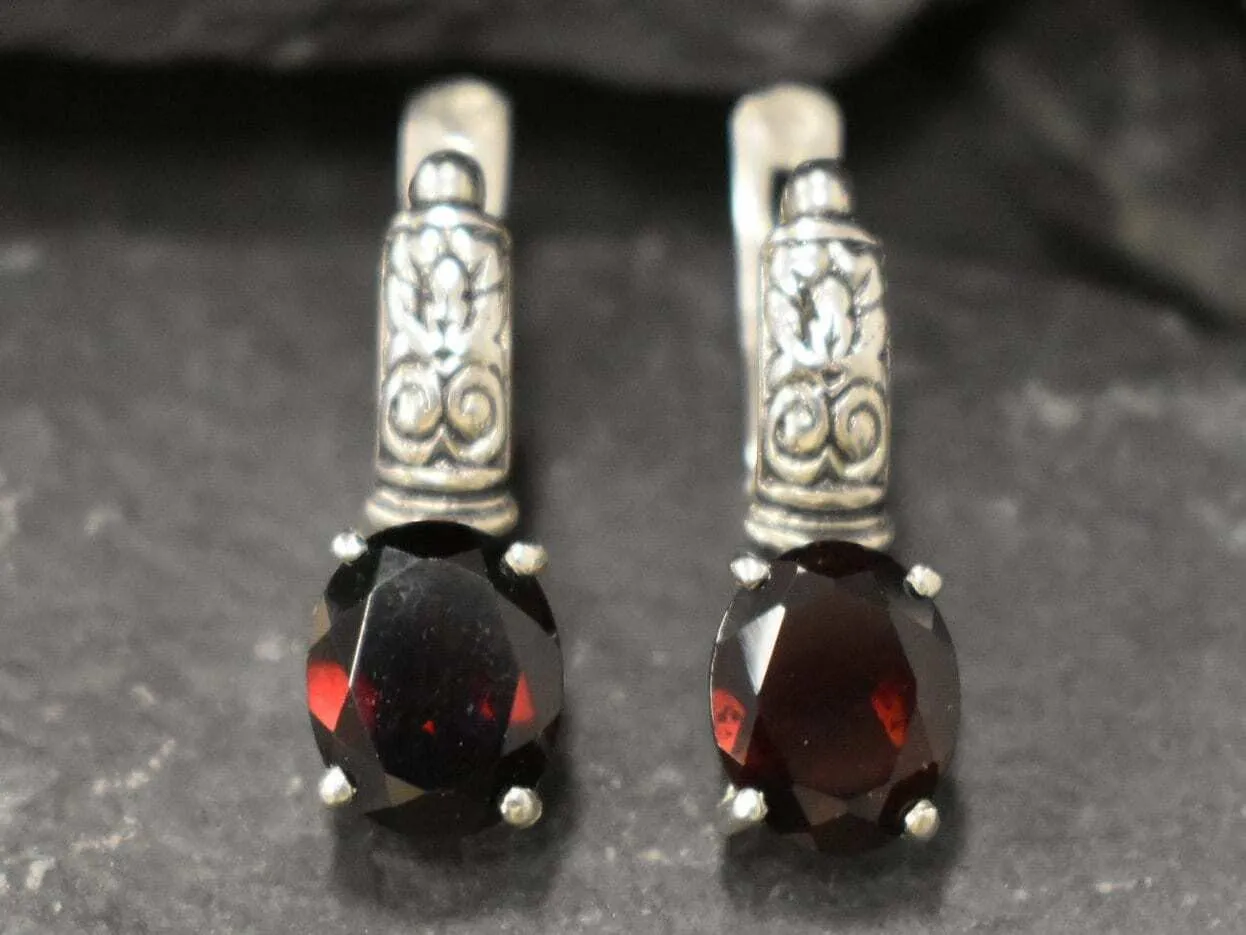 Boho Garnet Earrings - Natural Garnet Earrings - Red Tribal Earrings