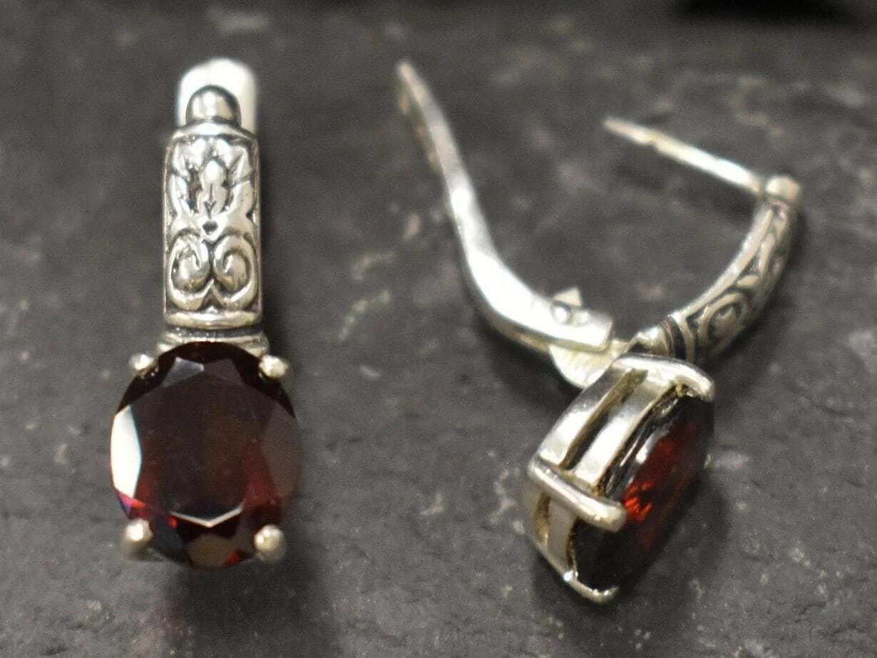 Boho Garnet Earrings - Natural Garnet Earrings - Red Tribal Earrings