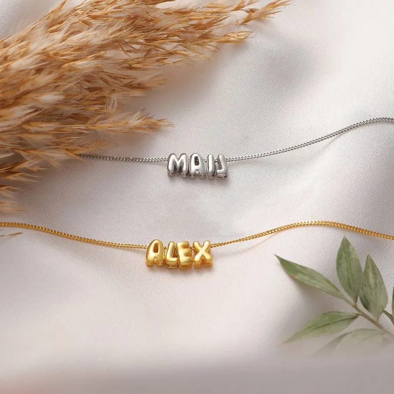 bubble letter necklace