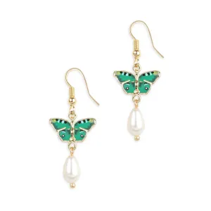 Butterfly Pearl Drop Earrings