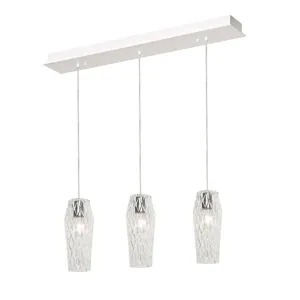 Candace 36 in. 3 Lights Pendant Light Satin Nickel Finish Clear Shade