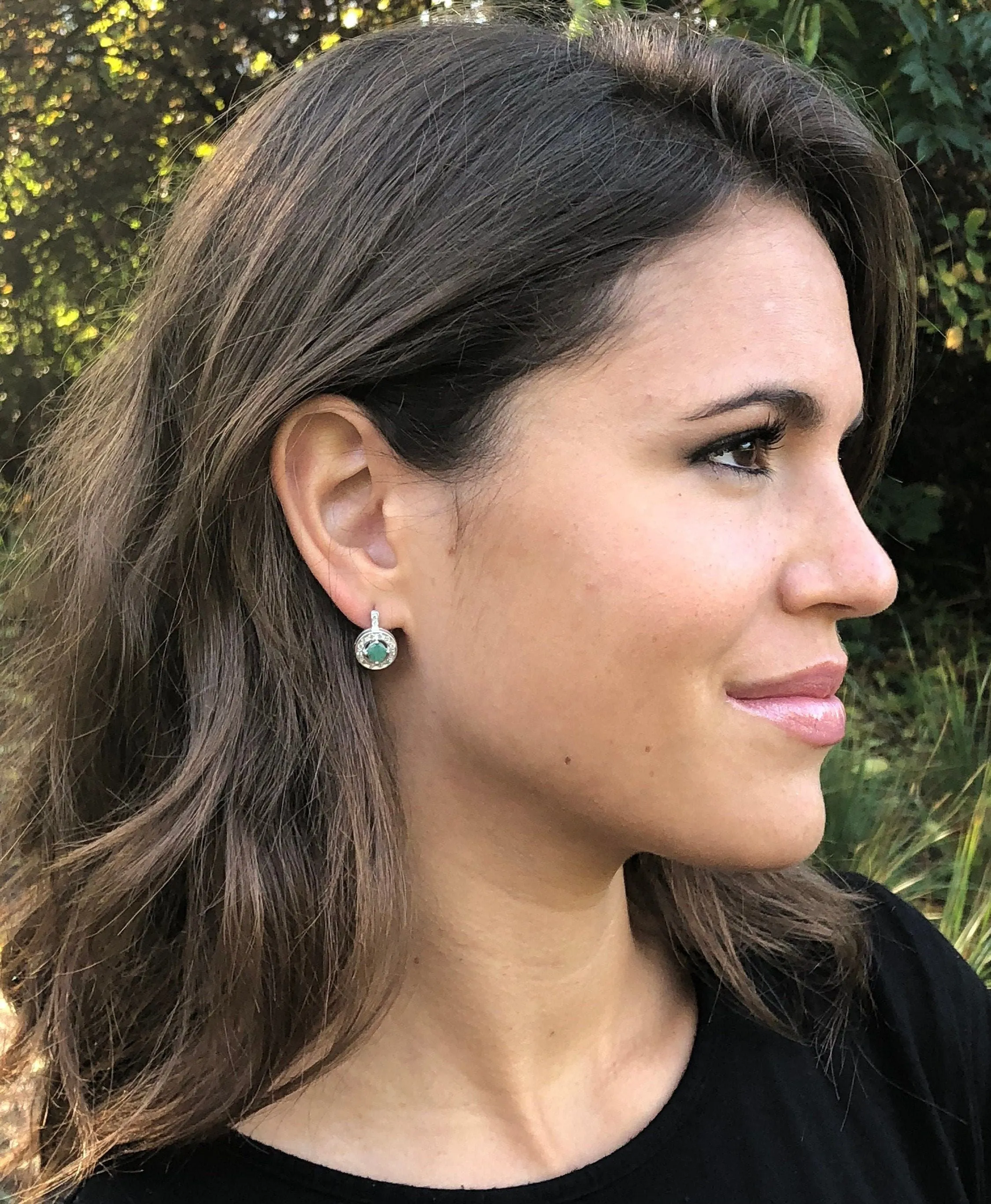 Cluster Onyx Earrings - Genuine Onyx Studs - Dainty Black Earrings