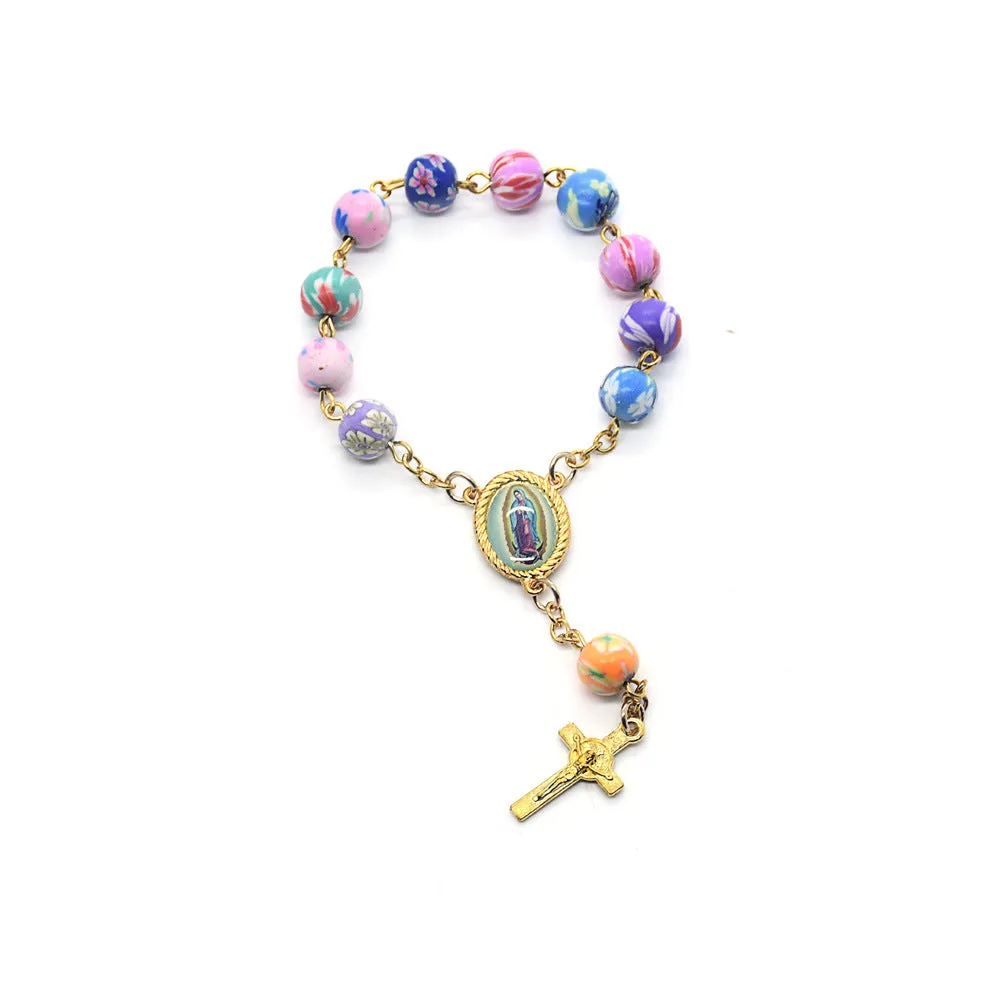 Colored Soft Ceramic Beads Rosary Bracelet Christian